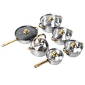 12Pcs Kitchen Pots Stainless Steel Golden Handle Smoothing Sturdy Easy To Clean Cookware Set For Home Cooking - Classy Cajuns