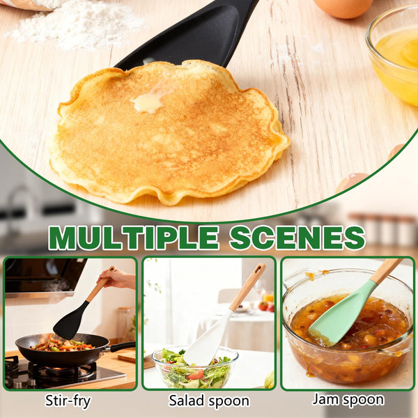 Cedar Wood Silicone Spoonula Set 3-Pack – heat-resistant Cajun kitchen spatulas for roux stirring and Louisiana cooking – view 4