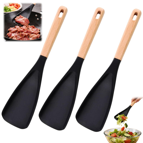 Cedar Wood Silicone Spoonula Set 3-Pack – heat-resistant Cajun kitchen spatulas for roux stirring and Louisiana cooking – view 1