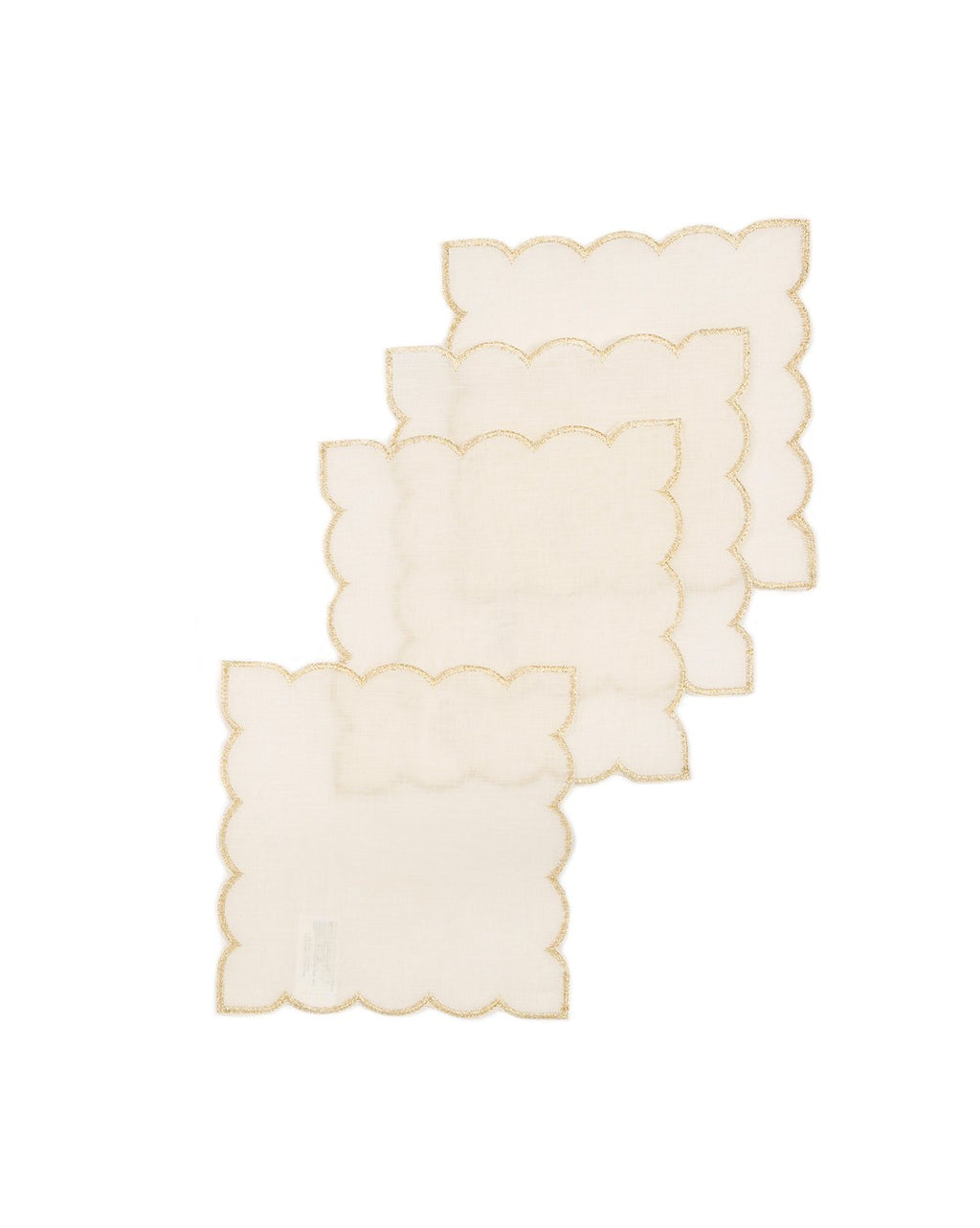 Xia Home Fashions Sheer Scalloped Edge Coasters Set of 4 6x6 Gold