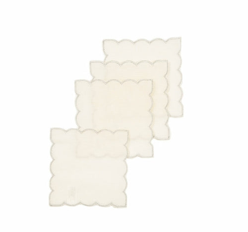 Xia Home Fashions Sheer Scalloped Edge Coasters Set of 4 6x6 Gold