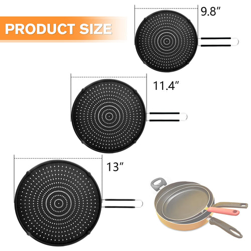 Apidgrowth Silicone Splatter Screen for Frying Pan,Grease Splatter Guard,Heat-Resistant Splatter Guards for Cooking,Dishwasher Safe (9.8", 11.4", 13") - Classy Cajuns