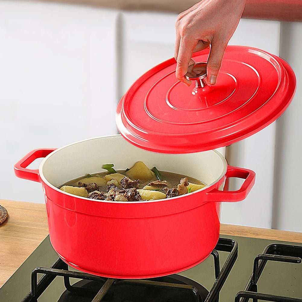 Enameled Cast Aluminum Dutch Oven with Lid Home Kitchen Enamel Stock - Classy Cajuns