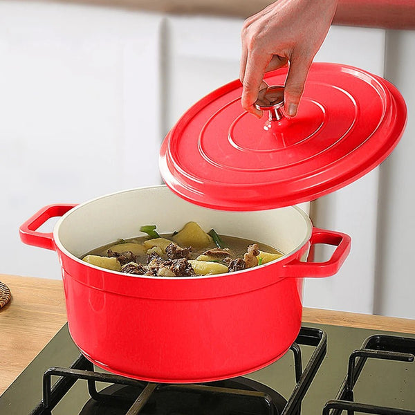 Enameled Cast Aluminum Dutch Oven with Lid Home Kitchen Enamel Stock - Classy Cajuns