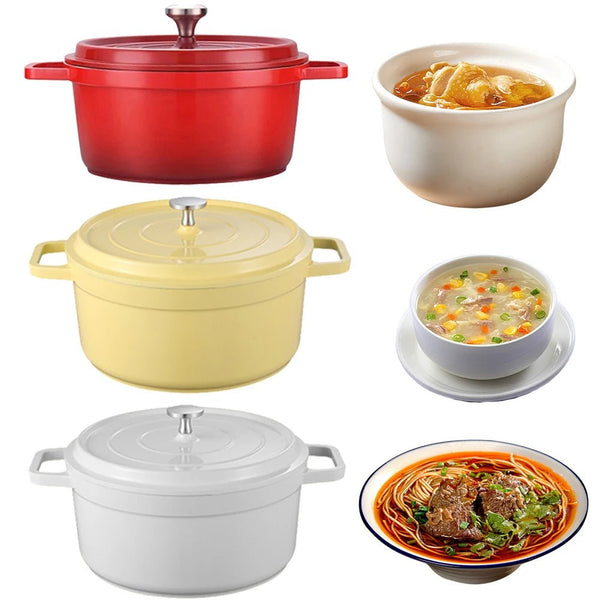 Enameled Cast Aluminum Dutch Oven with Lid Home Kitchen Enamel Stock - Classy Cajuns