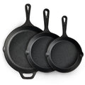 EWFEN Cast Iron Skillet 3-Piece Set, Heavy-Duty Professional Restaurant Chef Quality Pre-Seasoned Pan Cookware Set, 6", 8", 10" Pans For Frying, Saute, Cooking, Use Indoor/Outdoor, Oven, Grill - Classy Cajuns