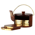 Kettle Shape Wooden Coaster Set (6 Pcs)