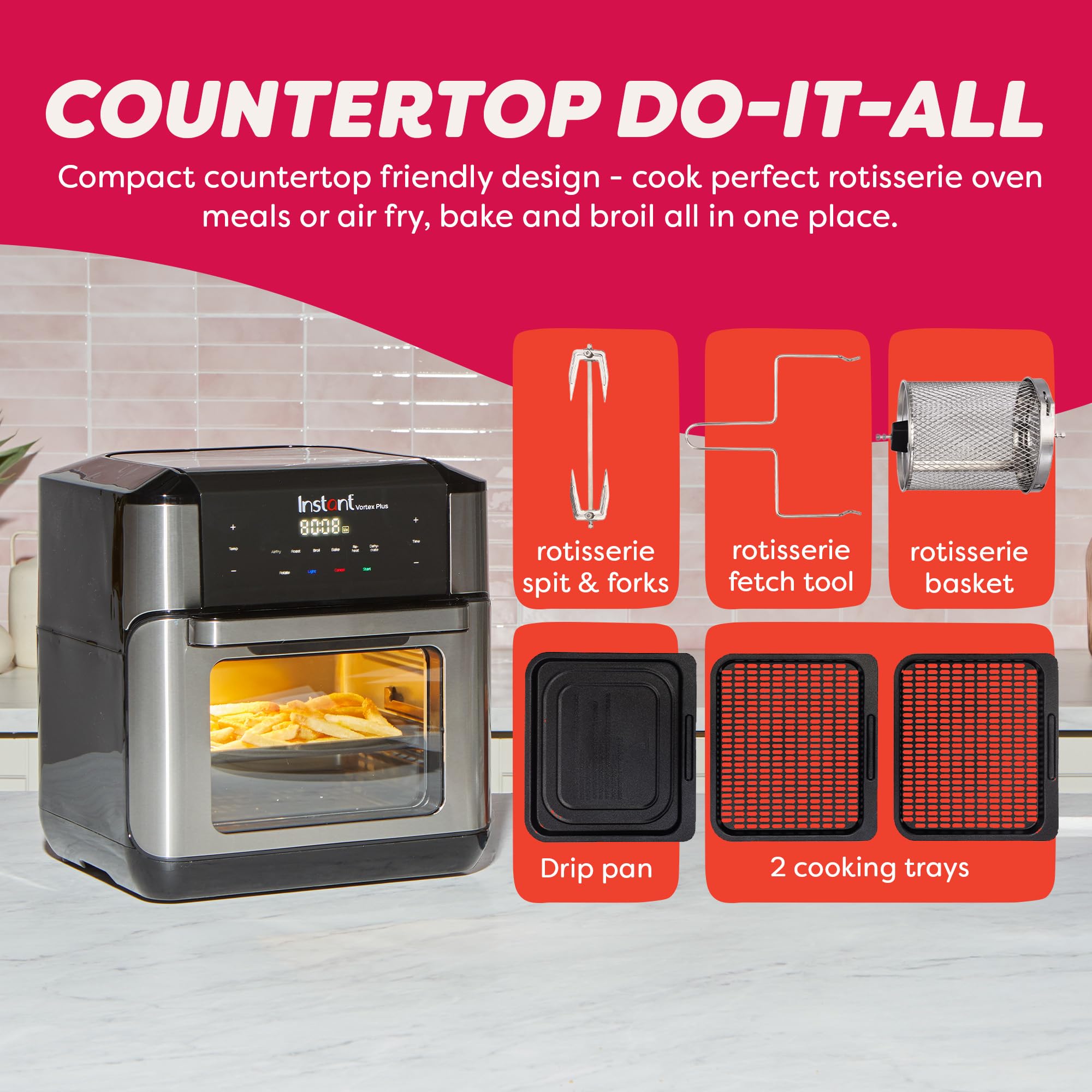 Instant Pot 10QT Air Fryer, 7-in-1 Functions with EvenCrisp Technology that Crisps, Broils, Bakes, Roasts, Dehydrates, Reheats & Rotisseries, Includes over 100 In-App Recipes, Stainless Steel - Classy Cajuns