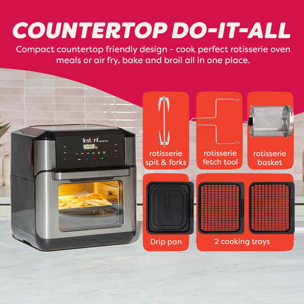 Instant Pot 10QT Air Fryer, 7-in-1 Functions with EvenCrisp Technology that Crisps, Broils, Bakes, Roasts, Dehydrates, Reheats & Rotisseries, Includes over 100 In-App Recipes, Stainless Steel - Classy Cajuns