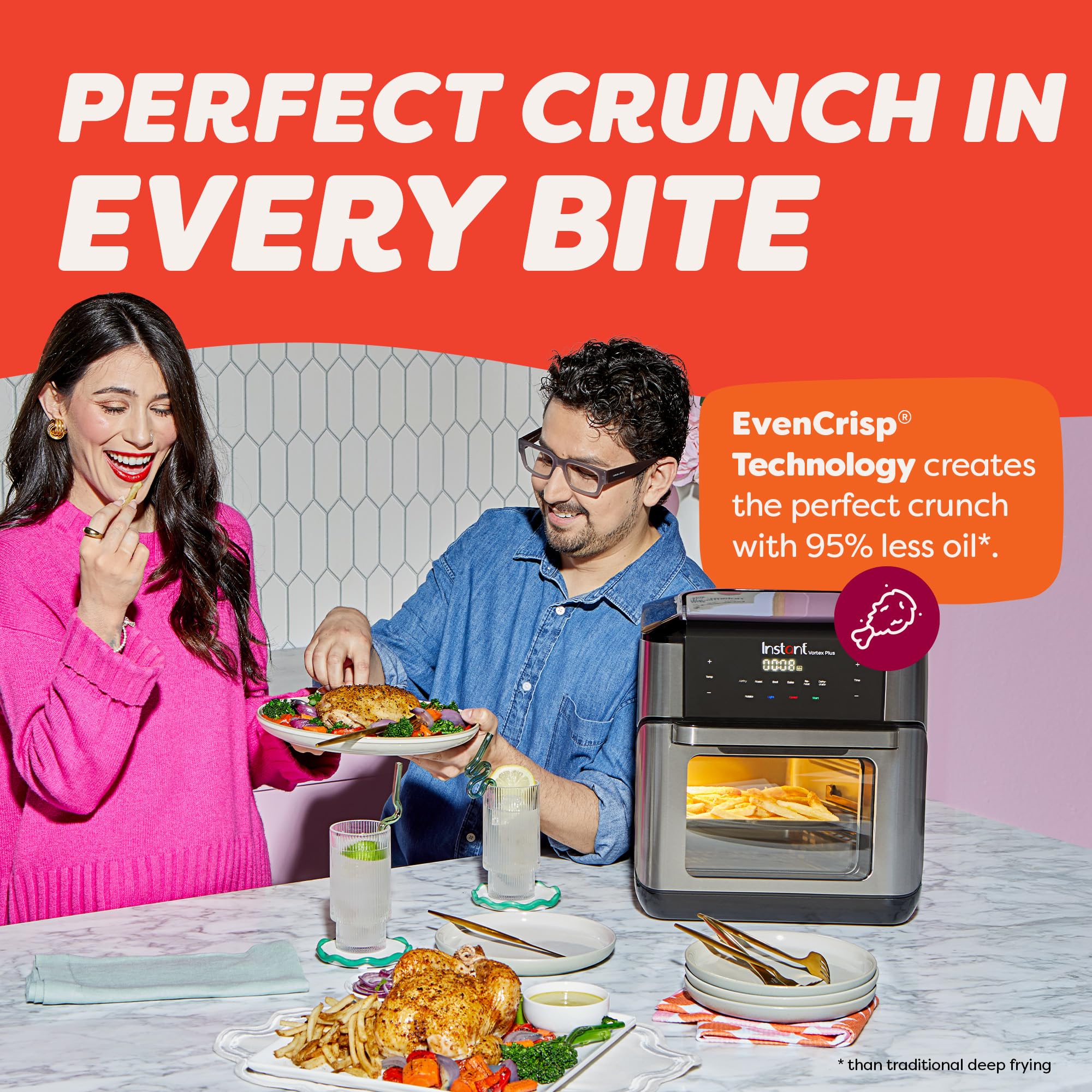 Instant Pot 10QT Air Fryer, 7-in-1 Functions with EvenCrisp Technology that Crisps, Broils, Bakes, Roasts, Dehydrates, Reheats & Rotisseries, Includes over 100 In-App Recipes, Stainless Steel - Classy Cajuns