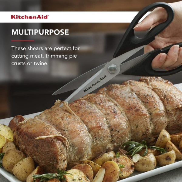 KitchenAid All Purpose Kitchen Shears with Protective Sheath Durable Stainless Steel Scissors, Dishwasher Safe, Soft Grip Comfort Handle, 8.72 Inch, Black - Classy Cajuns