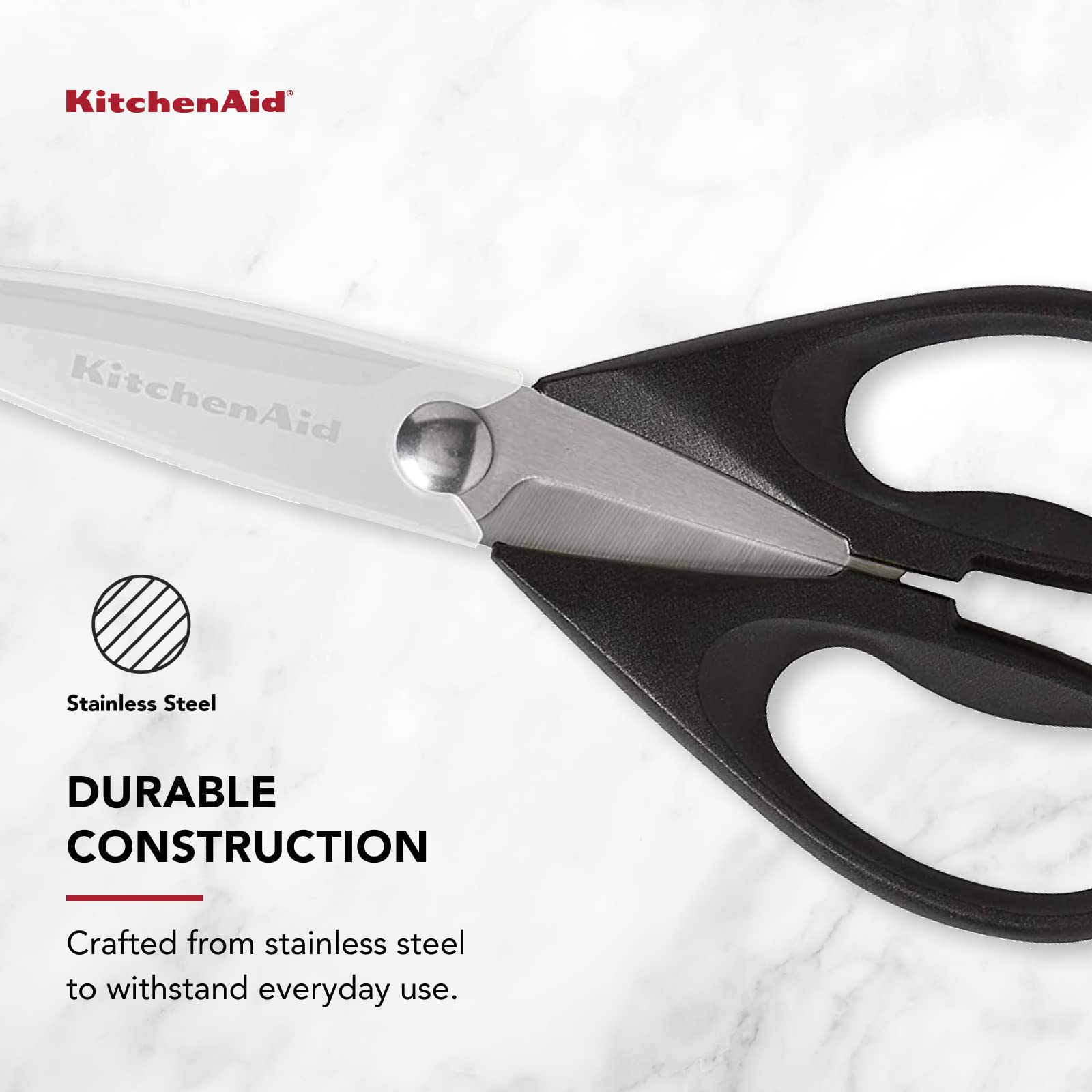 KitchenAid All Purpose Kitchen Shears with Protective Sheath Durable Stainless Steel Scissors, Dishwasher Safe, Soft Grip Comfort Handle, 8.72 Inch, Black - Classy Cajuns