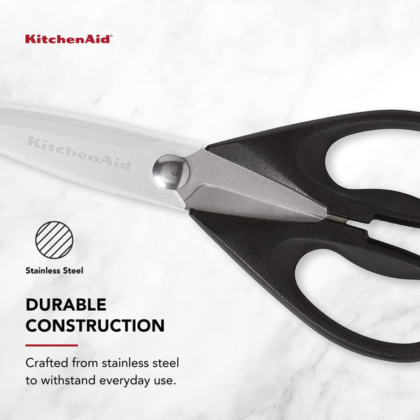 KitchenAid All Purpose Kitchen Shears with Protective Sheath Durable Stainless Steel Scissors, Dishwasher Safe, Soft Grip Comfort Handle, 8.72 Inch, Black - Classy Cajuns