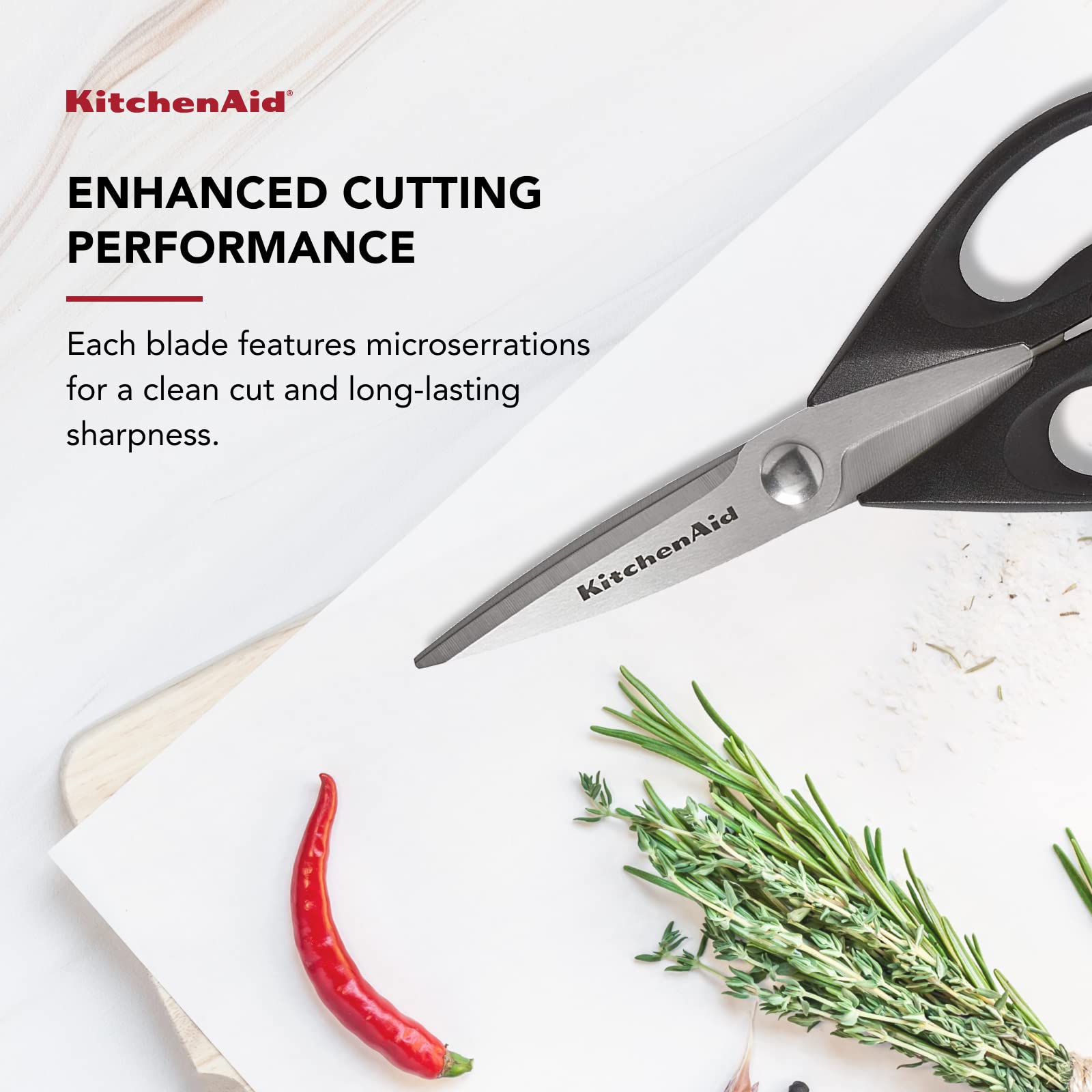 KitchenAid All Purpose Kitchen Shears with Protective Sheath Durable Stainless Steel Scissors, Dishwasher Safe, Soft Grip Comfort Handle, 8.72 Inch, Black - Classy Cajuns