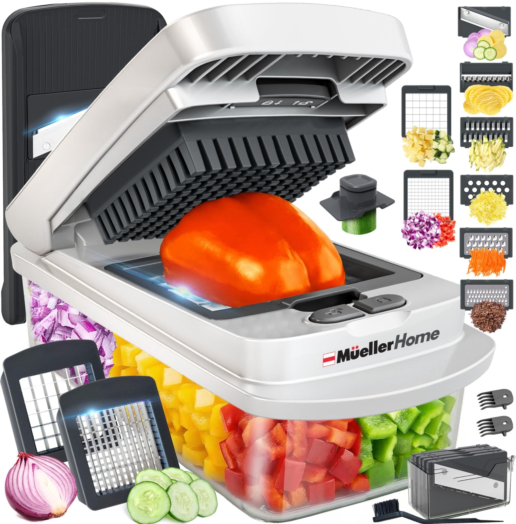 Mueller The Real Original Pro Chopper since 2013 Vegetable Chopper Mandoline Slicer, 8 Blade Food Veggie Chopper Onion Vegetable Cutter with Container, Kitchen Gadgets & Essentials, (10 in 1) - Classy Cajuns