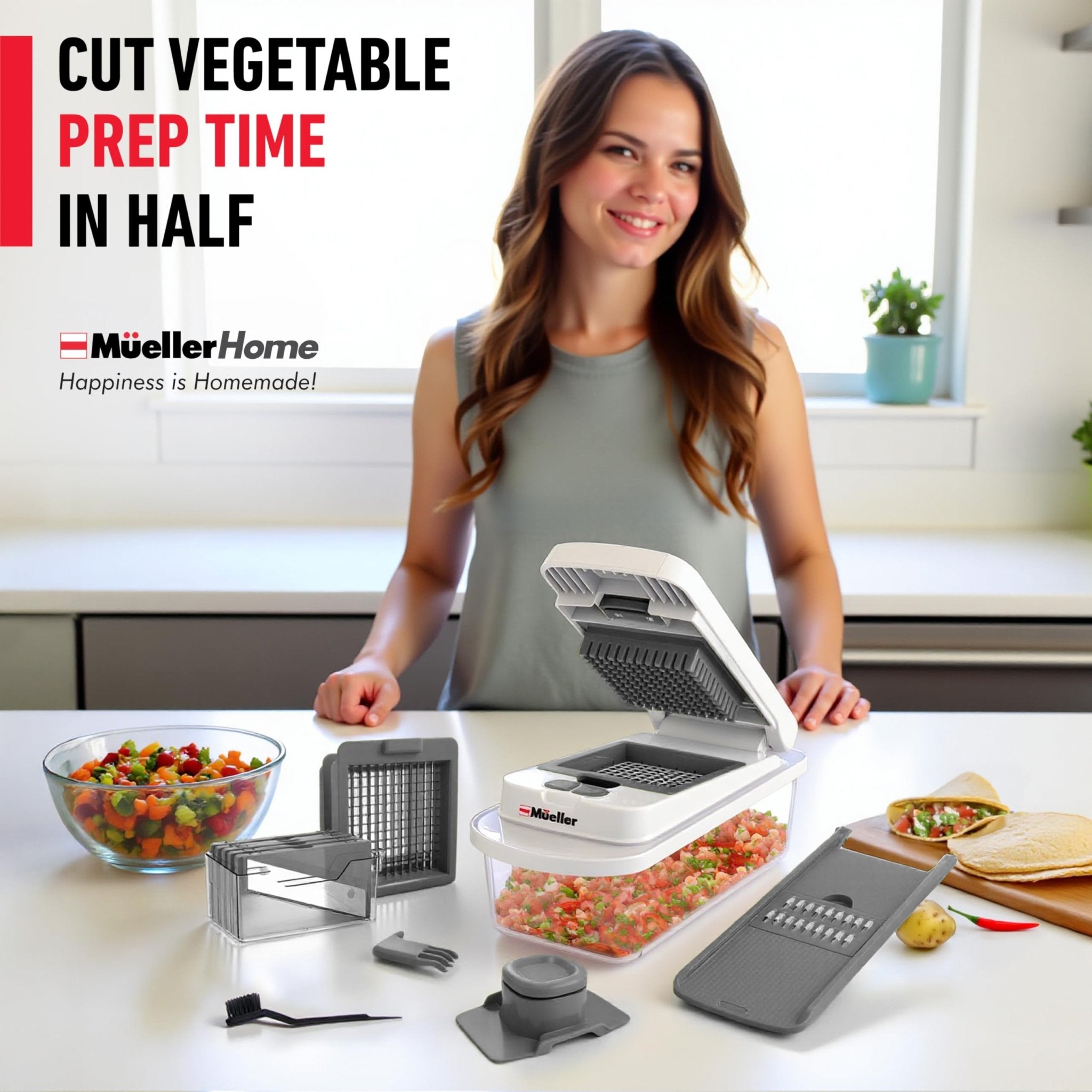 Mueller The Real Original Pro Chopper since 2013 Vegetable Chopper Mandoline Slicer, 8 Blade Food Veggie Chopper Onion Vegetable Cutter with Container, Kitchen Gadgets & Essentials, (10 in 1) - Classy Cajuns