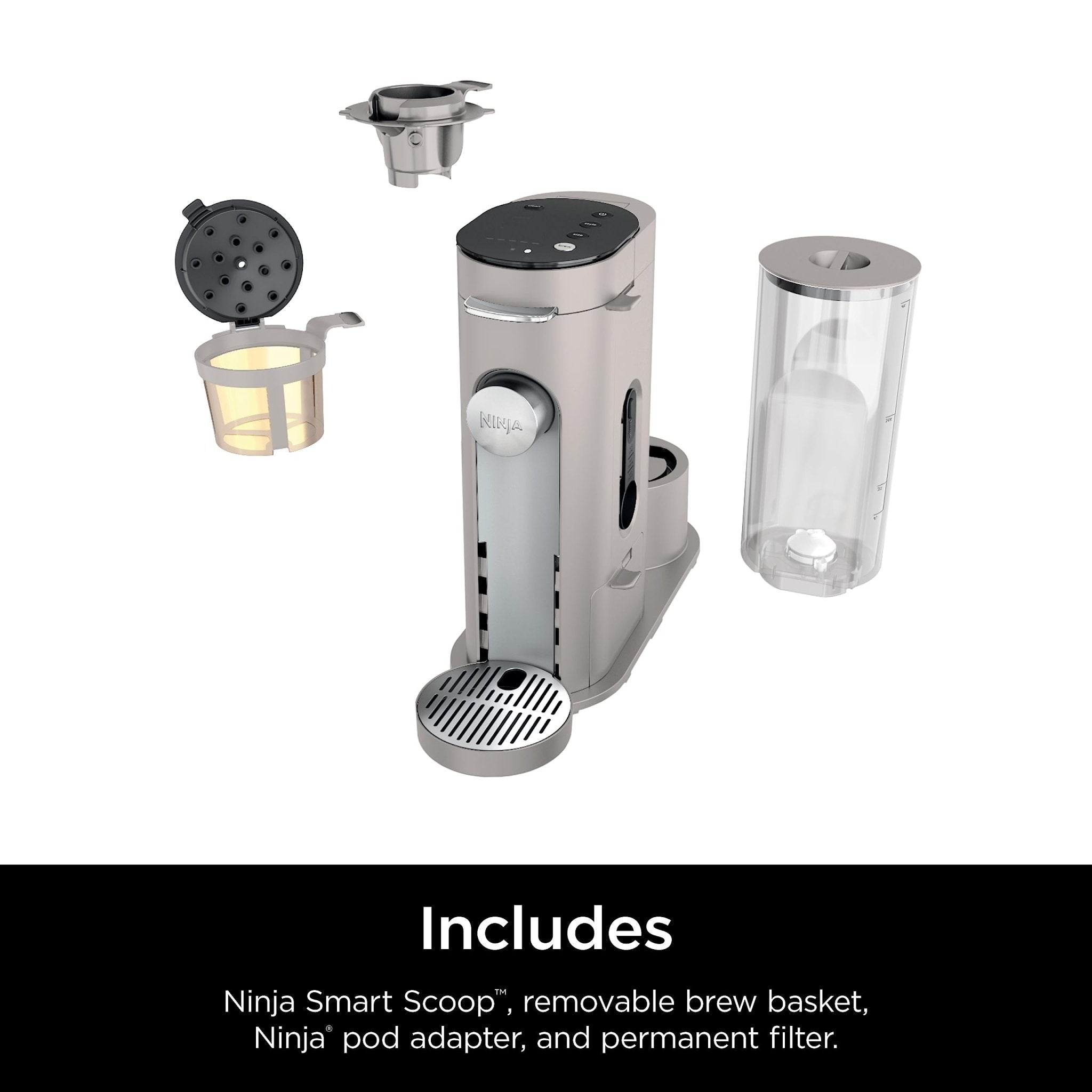 Ninja Pods & Grounds Single-Serve Coffee Maker, K-Cup Pod Compatible, Brews Grounds, Compact Design, 56-oz. Reservoir, 6-oz. Cup to 24-oz. Travel Mug Brew Sizes, Iced Coffee Maker, Stone, PB041ST - Classy Cajuns