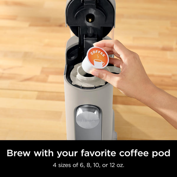 Ninja Pods & Grounds Single-Serve Coffee Maker, K-Cup Pod Compatible, Brews Grounds, Compact Design, 56-oz. Reservoir, 6-oz. Cup to 24-oz. Travel Mug Brew Sizes, Iced Coffee Maker, Stone, PB041ST - Classy Cajuns