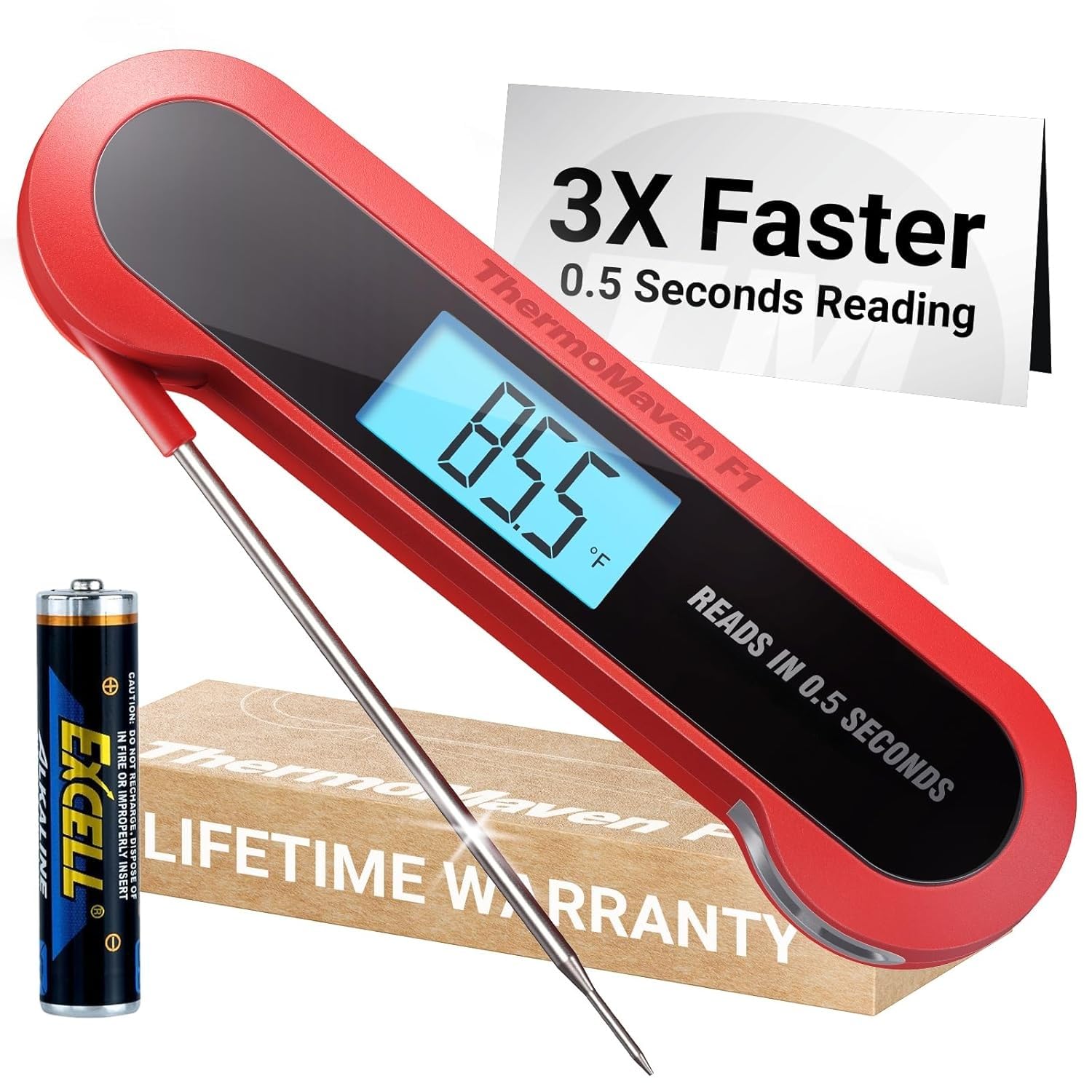 Professional 3X Faster 0.5sec Instant Read Meat Thermometer Digital, High Accuracy ±0.5°F, IP67 Waterproof, Auto Wake/Sleep & Rotate Display, NSF & NIST Certified, Backlight Fry Oil Candy Thermometer - Classy Cajuns