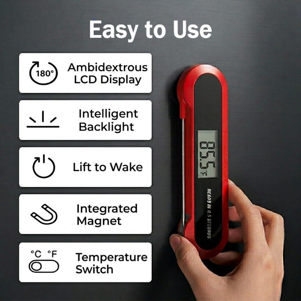 Professional 3X Faster 0.5sec Instant Read Meat Thermometer Digital, High Accuracy ±0.5°F, IP67 Waterproof, Auto Wake/Sleep & Rotate Display, NSF & NIST Certified, Backlight Fry Oil Candy Thermometer - Classy Cajuns