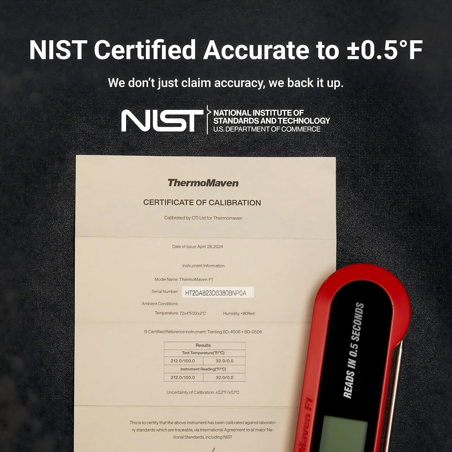 Professional 3X Faster 0.5sec Instant Read Meat Thermometer Digital, High Accuracy ±0.5°F, IP67 Waterproof, Auto Wake/Sleep & Rotate Display, NSF & NIST Certified, Backlight Fry Oil Candy Thermometer - Classy Cajuns