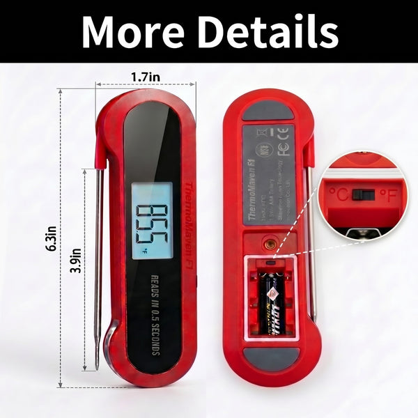 Professional 3X Faster 0.5sec Instant Read Meat Thermometer Digital, High Accuracy ±0.5°F, IP67 Waterproof, Auto Wake/Sleep & Rotate Display, NSF & NIST Certified, Backlight Fry Oil Candy Thermometer - Classy Cajuns