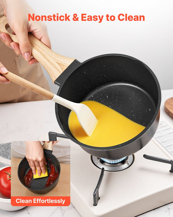 Saucepan Set, 1.5 QT & 2.5 QT Nonstick Saucepan With Glass Lids, Multipurpose Cooking Sauce Pots With Detachable Handles, Sauce Pan Kitchen Cooking Pot With Coating, Induction Compatible, Black - Classy Cajuns