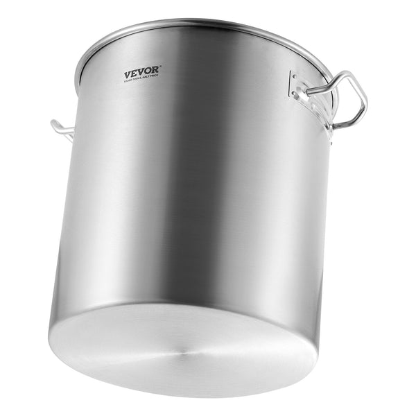 VEVOR Stainless Steel Stockpot, 42 Quart Large Cooking Pots, Cookware Sauce Pot With Strainer, Lid, And Handle, Heavy Duty Commercial Grade Stock Pot, Sanding Treatment, For Large Groups Events Silver - Classy Cajuns