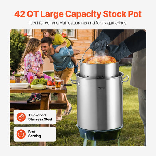 42-Quart Stainless Steel Stockpot – heavy-duty Cajun crawfish boil pot with strainer lid for Louisiana seafood gatherings – view 1