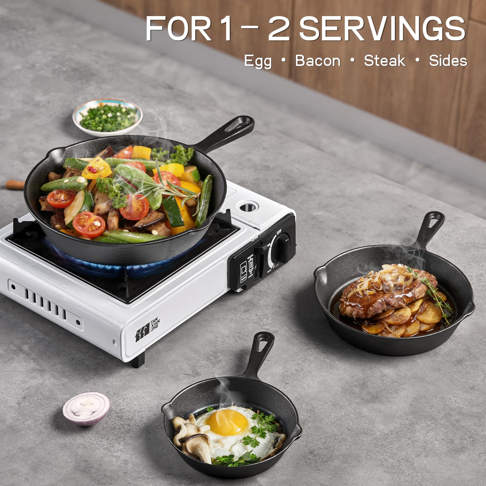 WANGYUANJI Cast Iron Skillet Set - 3-Piece (6/8/10 Inch) Uncoated Raw Iron Frying Pans - Traditional Heavy Duty Cookware for Oven, Grill, Campfire - Requires Seasoning for Natural Non-Stick - Classy Cajuns