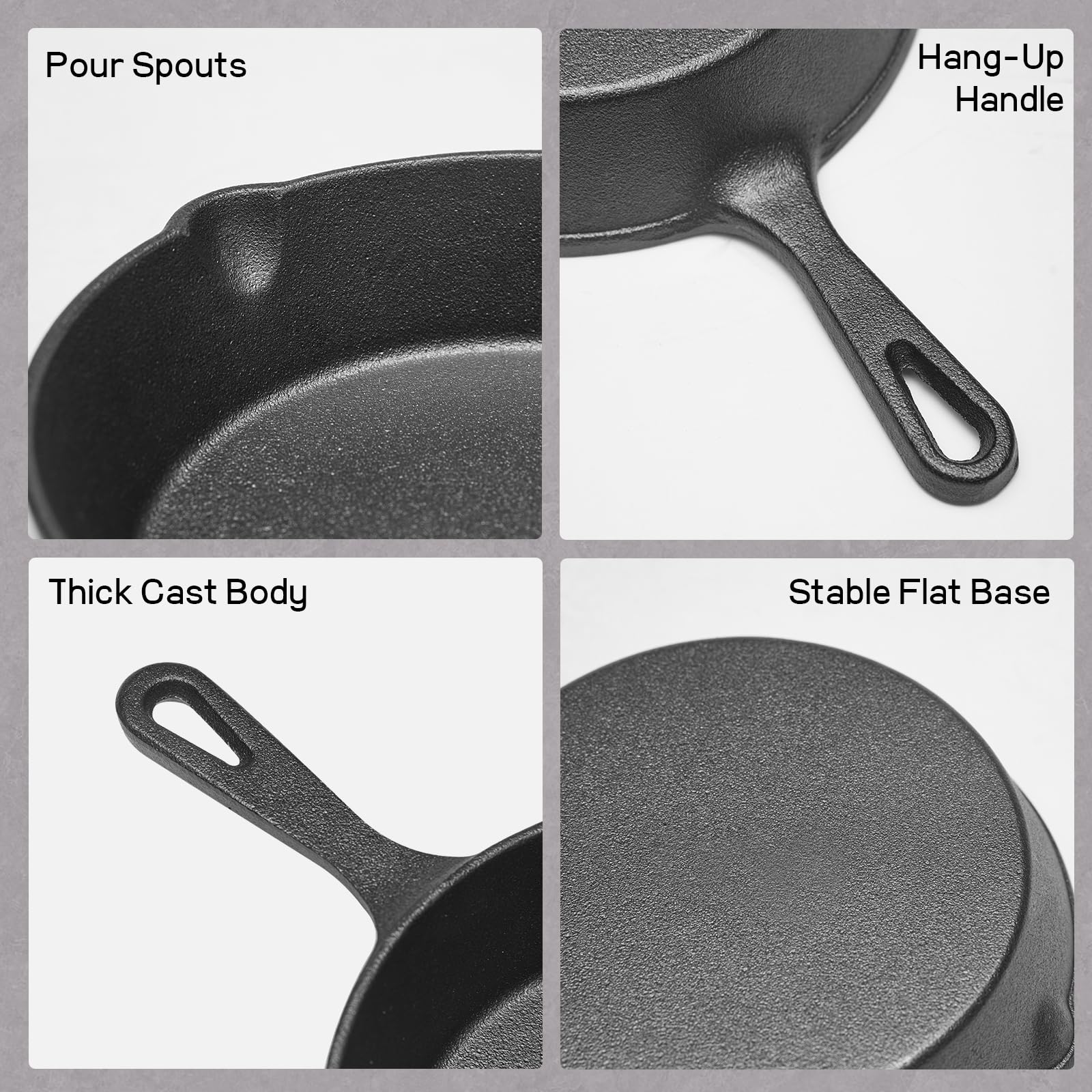 WANGYUANJI Cast Iron Skillet Set - 3-Piece (6/8/10 Inch) Uncoated Raw Iron Frying Pans - Traditional Heavy Duty Cookware for Oven, Grill, Campfire - Requires Seasoning for Natural Non-Stick - Classy Cajuns